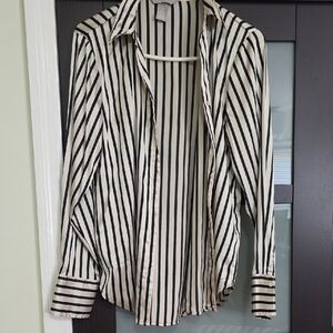 H&M Black and White Striped Blouse